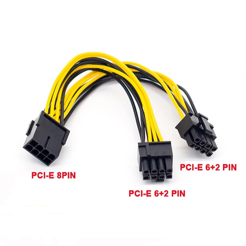 PCI Express-Cable de alimentación PCIE de 8 pines a doble 8 (6 + 2) Pines, tarjeta gráfica de vídeo VGA, adaptador de GPU, Cable divisor de fuente de alimentación: 8 Pin to Dual 8 Pin