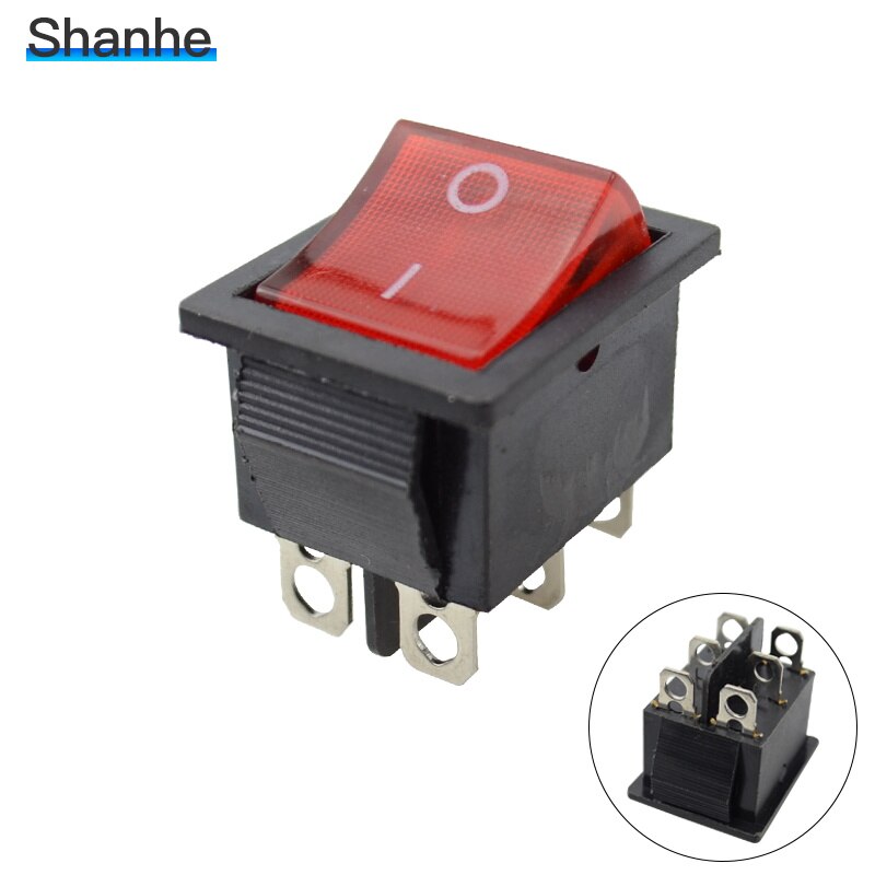 KCD4 On-Off-On 6P / On-Off 4P Latching Rocker Switch 15A 250VAC: 6pin red