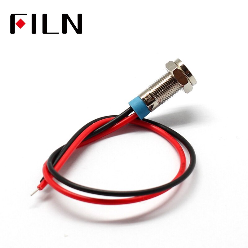 6mm 12v mini Metal LED Pilot Panel Dash Signal Indicator Warning light 14cm cable Chrome Finish Car Boat Marine