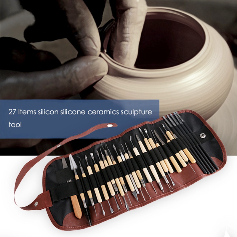 Conjunto de herramientas de escultura de arcilla 28 Uds manualidades Kit de herramientas de modelado y tallado herramientas de cerámica y mango de madera herramientas para moldear arcilla