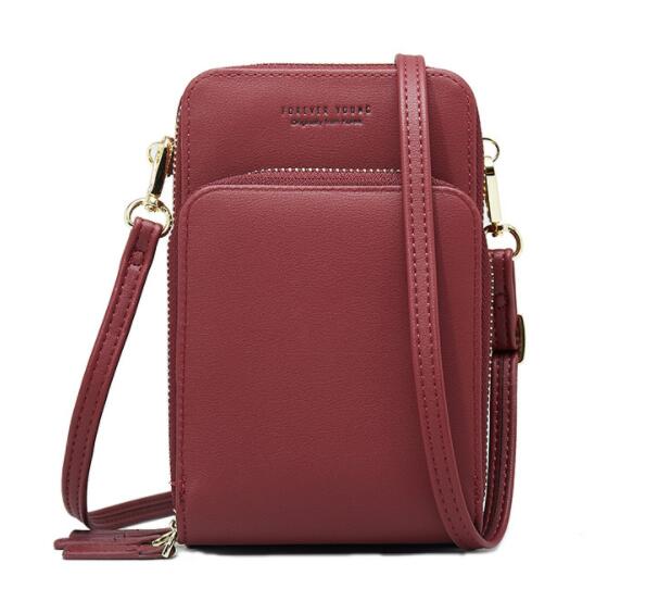 Crossbody Cell Phone Shoulder Bag Cellphone Bag Daily Use Card Holder Mini Summer Shoulder Bag for Women Wallet: Burgundy