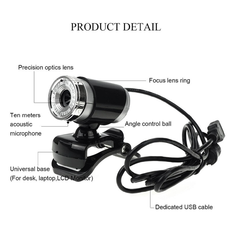 Webcam USB 12 Megapixel High Definition Camera Web Cam 360 Degree MIC Clip-on For Skype Computer With Mic PC Laptop Shop