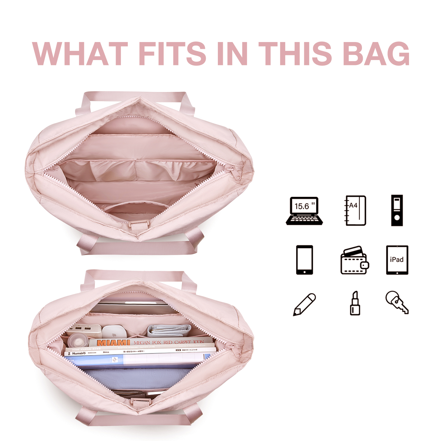 BAGSMART Bolsa Tote para Mujeres de Gran Capacidad Bolsa de Hombro Bolsa Cruzada Bolso de Mano para Estudiantes Universitarias Bolsa de Compras para Mujeres
