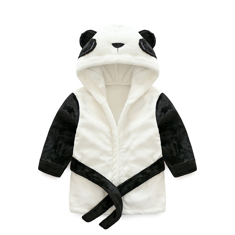 Baby hætte badekåbe sødt animalsk design flannel ultra blødt badehåndklæde til 2-6 år gammelt småbørn børn pyjamas nattøj badevikle: Panda / 2t