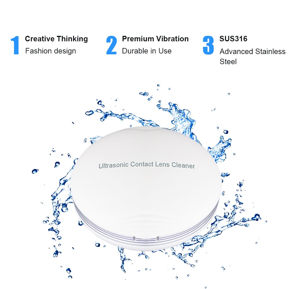 Electronic Ultrasonic Contact Lens Cleaner Case Solution Portable Box Trip Outdoor