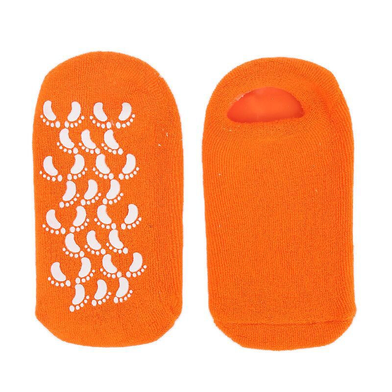 1 par återanvändbara spa-gel strumpor handskar fuktgivande blekning exfolierande släta händer fotvård för vuxna handmask: Orange fot