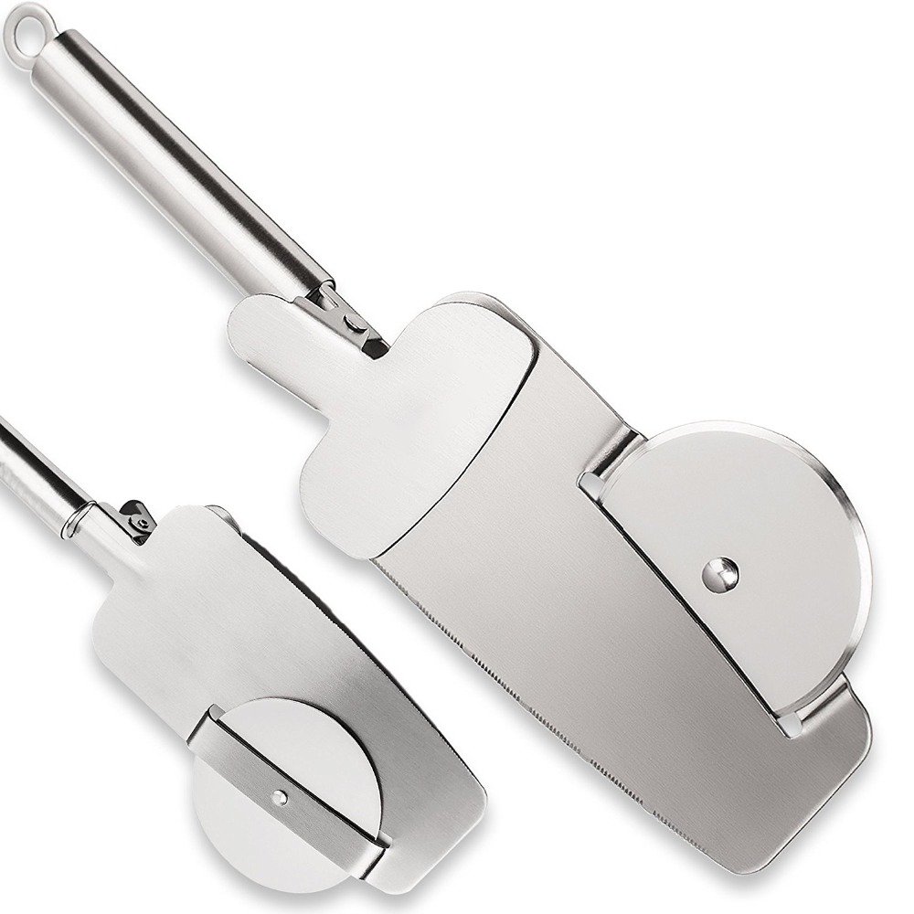 Arrivals 3-in-1 Stainless Steel Pizza Cutter Great Pizza Knife Serving Spatula Multi Kitchen Tools