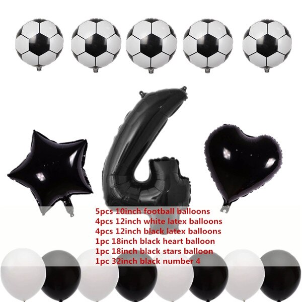 16 Uds 10 pulgadas Mini globo de fútbol Set 0-9 Número forma de estrella y corazón globos de aluminio DIY niños Baby Shower decoración de de cumpleaños: set 4