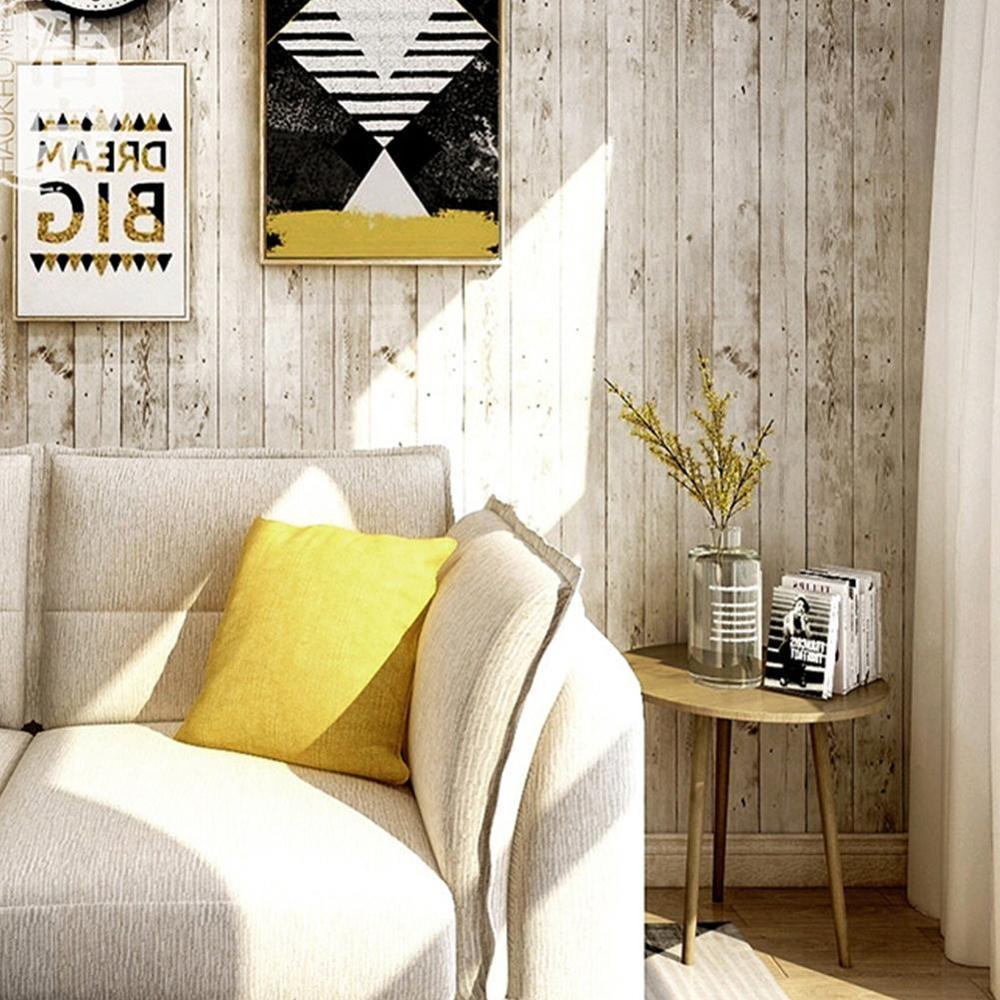 45*200 Self-Adhesive Old Wood Grain Wall Sticker Wood Decoration Wallpaper Panel Stick Wall Interior Decoration Vi Z6O9
