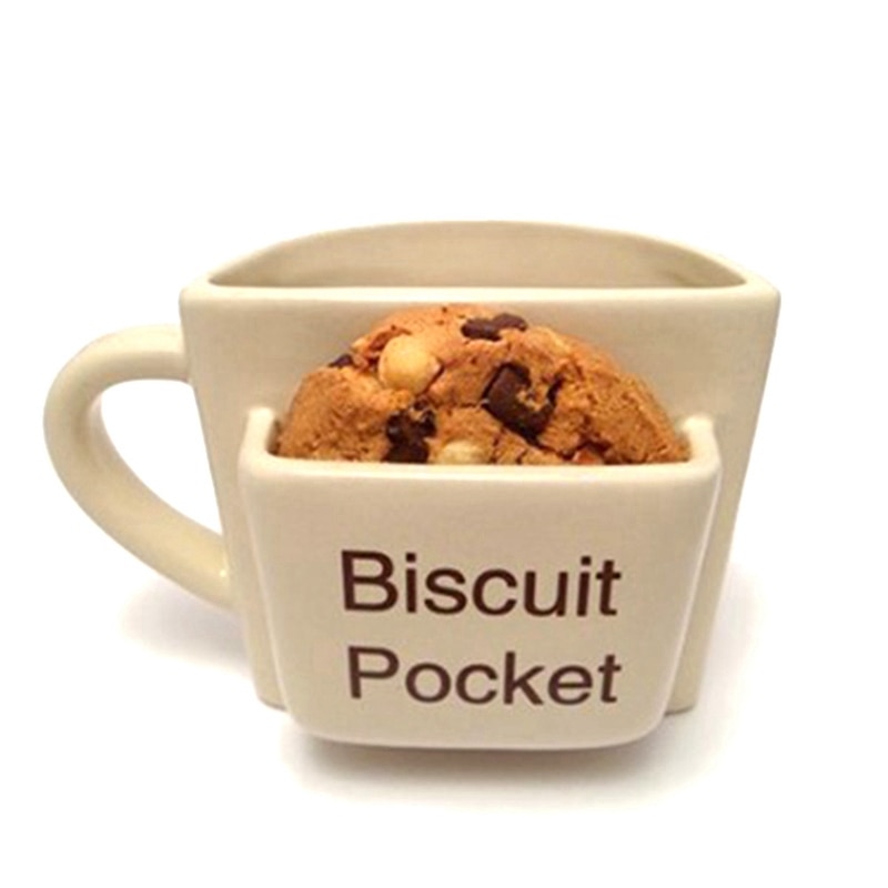 Coffee Mug with Biscuit Cookie Dessert Pocket Funny Mug Ceramic Mugs for Coffee Tea Cup Travel Coffee Cup: Default Title