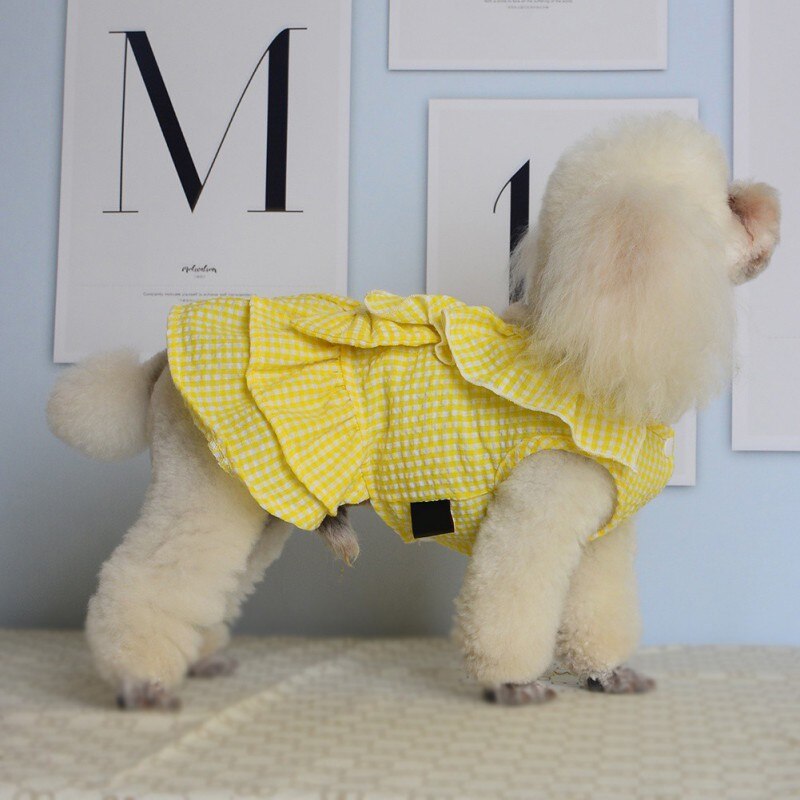 Vestido de cachorro vestido de verão para animais de estimação daisy imprimir roupas filhote de cachorro vestido de princesa saia para cães pequenos chihuahua