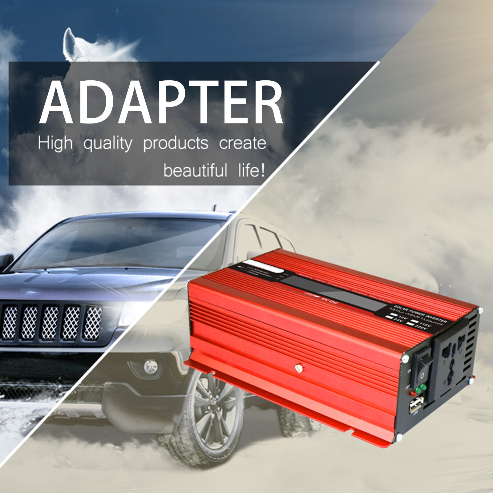 Voltage Converter 500W 1000W 12V 240V Inverter USB Power Inverter with 1 Socket and LCD Display