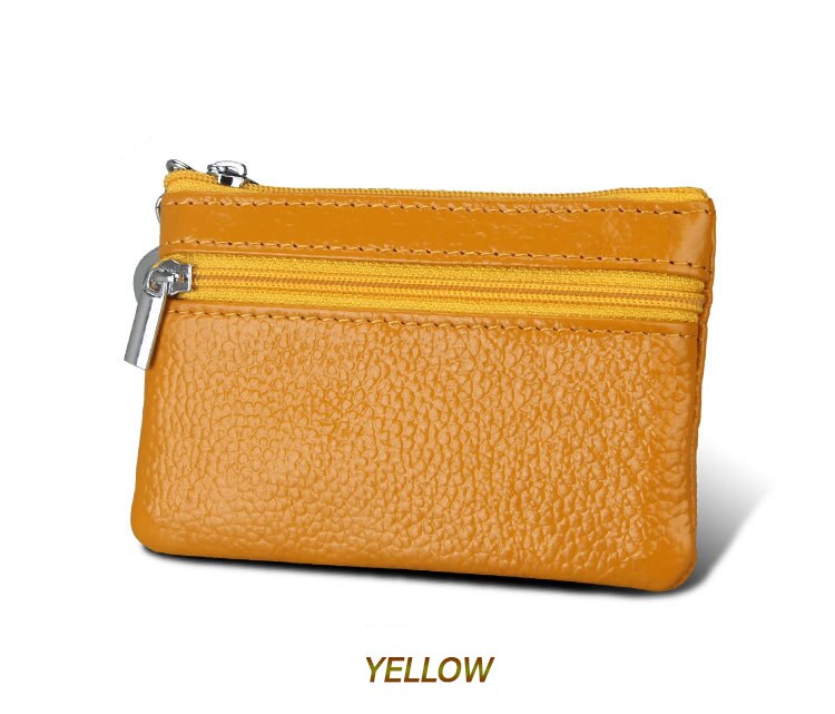 DOLOVE Brand Split Leather Women Wallets Mini Purse Lady Small Leather Wallet with Coin Pocket D-7508: Yellow