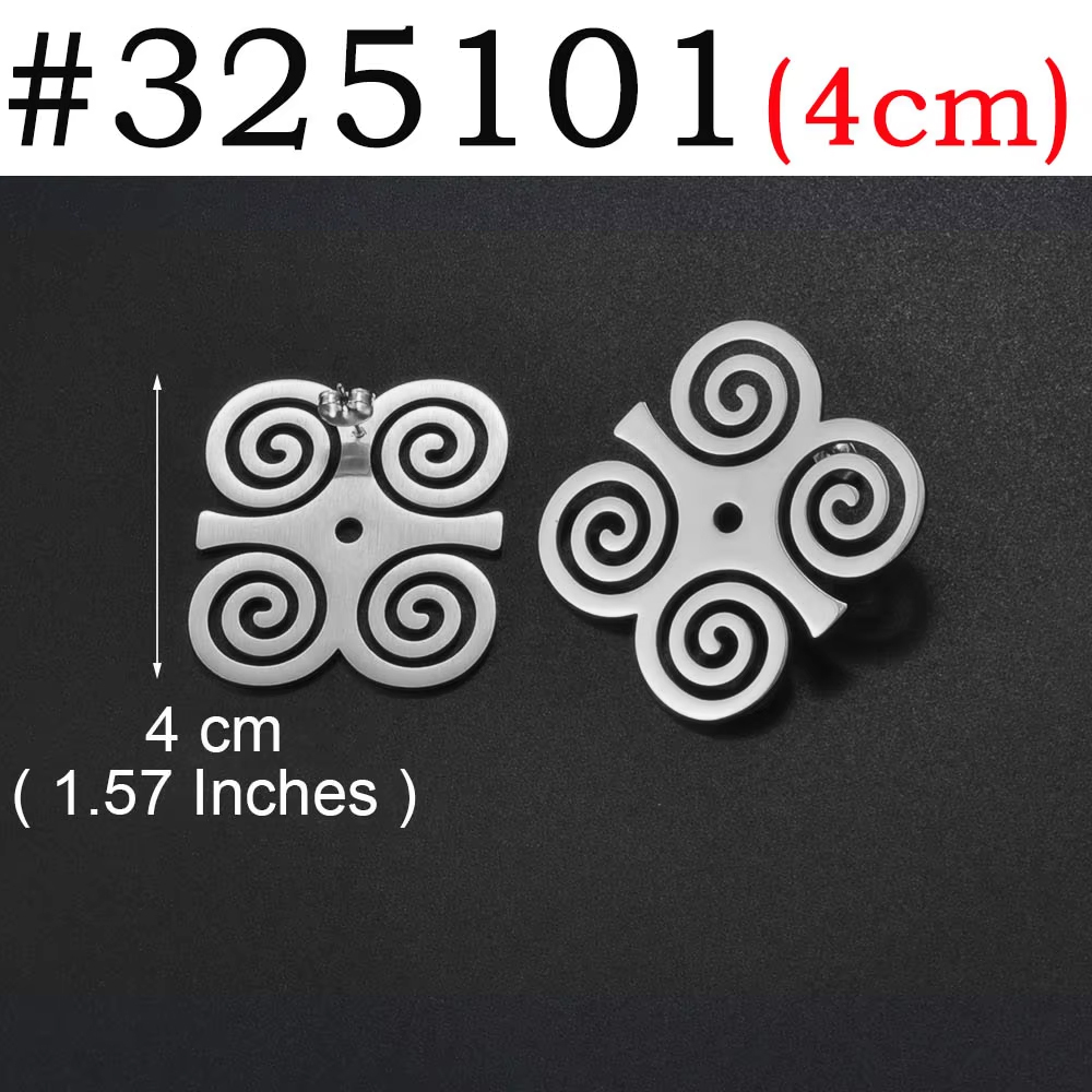 Anniyo African Ancient Cultural Symbol Stud Earrings Stainless Steel Akofena Adinkra Gye Nyame Sankofa Ethnic Jewelry #325101: Black Gun Plated