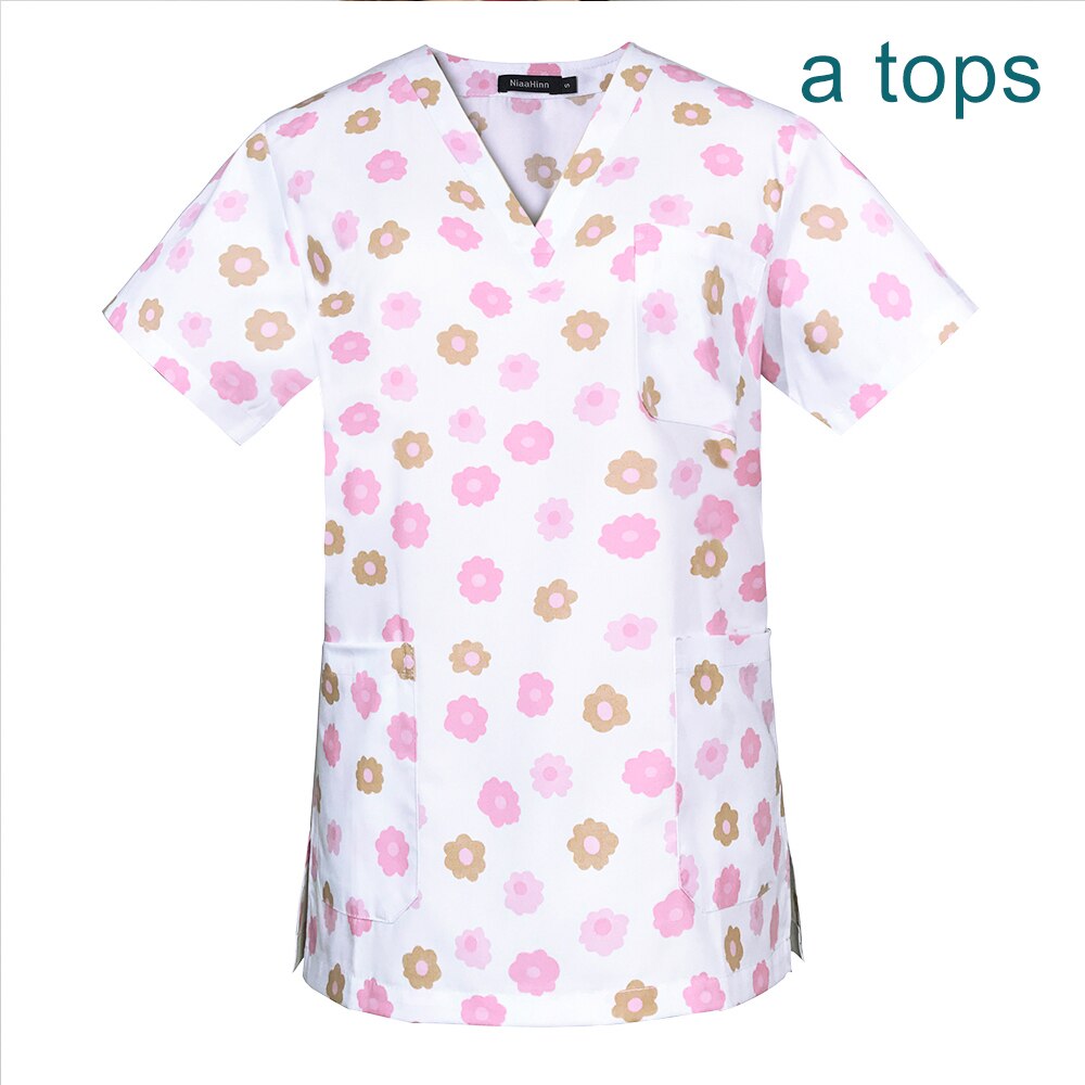 cotton summer short-sleeved women's work tops frosted tops nursing work clothes dental care laboratory work clothes: L