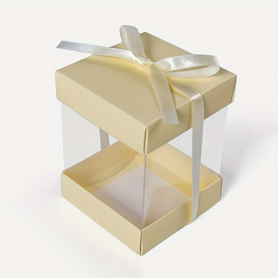 4/10 kleine vensterdoosjes met linten - transparante verpakking voor bruiloft, valentijnsdag, verjaardagsfeest: Geel / 13 8 15cm