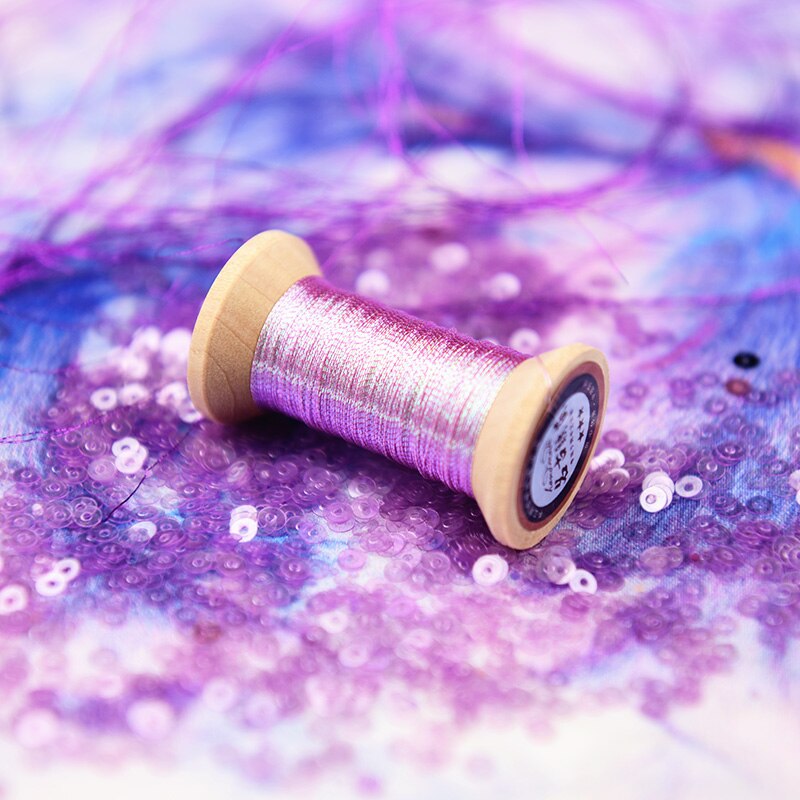 Serie rosa violeta de hilo de oro/hilo de bordado francés/carrete de bordado/hilo de bordado dorado colorido/50 metros/rollo: 1