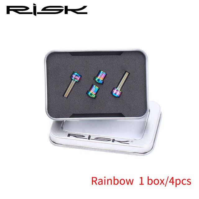 RISICO 2pcs M5x18mm Racefiets Carbon Stuurpen Bouten &amp; Moer Kits Titanium Ti Fiets Stem Bouten Mountainbike Stuurpen schroef Moer Kits: rainbow