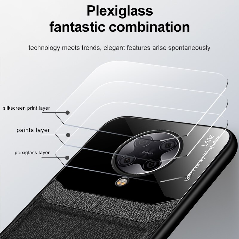 Keysion Shockproof Case Voor Xiaomi Poco F2 Pro X2 Lederen Spiegel Gehard Glas Telefoon Back Cover Voor Poco X3 nfc