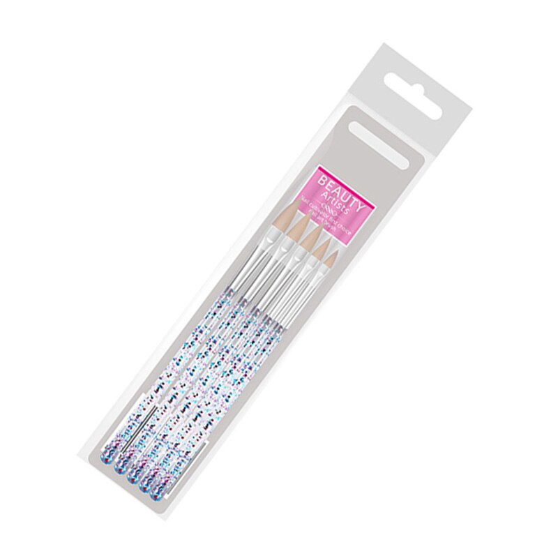 5 stk/parti nail art penselpenne akryl neglebørster uv gel neglelak maleri tegne pensler sæt manicure negle kunst værktøj