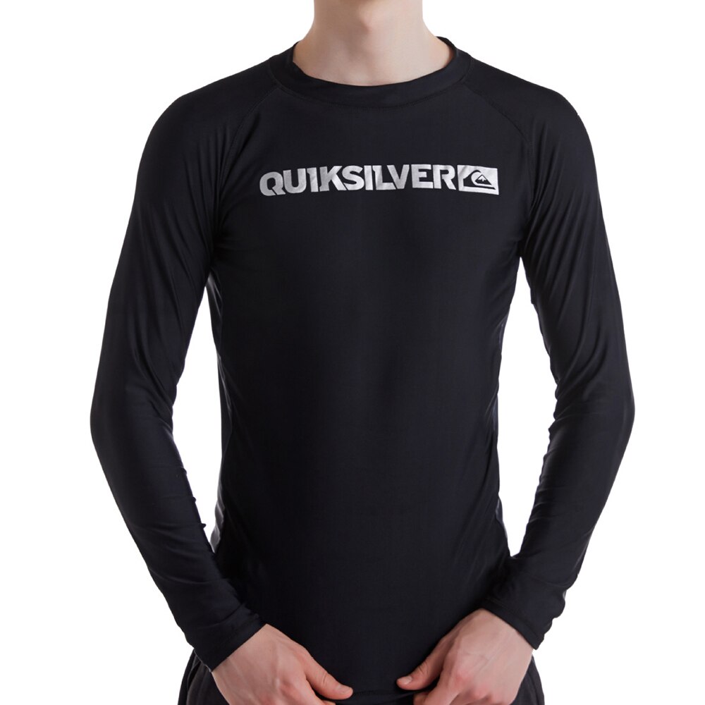 M-6XL antiultravioleta-Camiseta de manga larga para hombre, traje de surf elástico de secado rápido, para natación y surf, novedad: Black / XXL