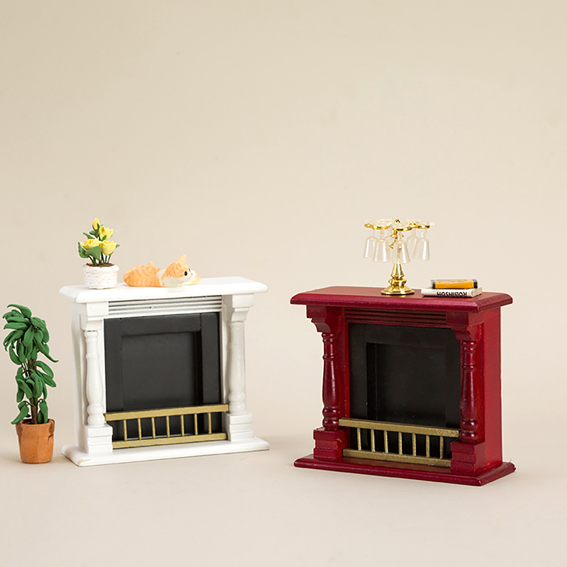 Maison de poupée Miniature, modèle de cheminée, meubles de salon, décoration, accessoires pour maison de poupée, 1/12