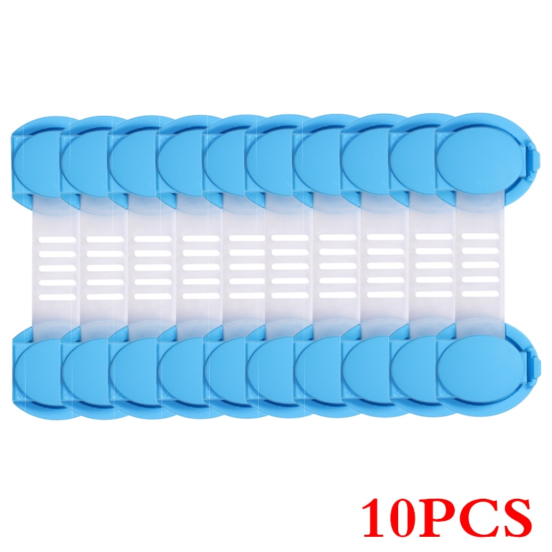 10pcs/Lot Drawer Door Cabinet Cupboard Toilet Safety Locks Baby Kids Safety Care Plastic Locks Straps Infant Baby Protection: Blue