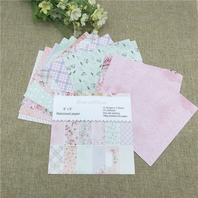 24 sheet 6&quot;X6&quot;the think spring patterned paper Scrapbooking paper pack handmade craft paper craft Background pad