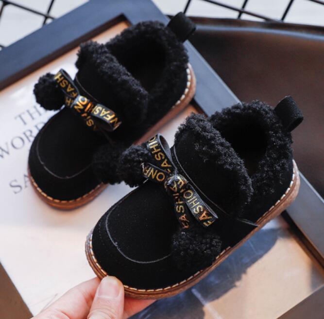 Meisjes jongens sneeuwlaarzen kinderen korte enkellaarsjes kinderen warme pluche laarzen dikke baby sportschoenen maat 21-30 pure kleur sneakers