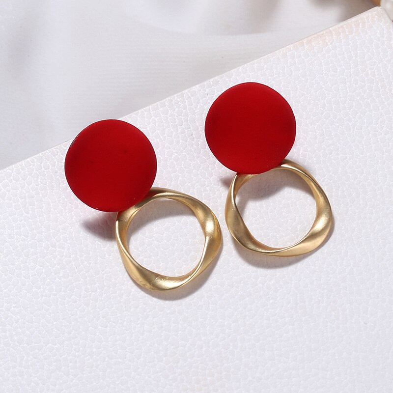Pendientes marrones Vintage mate para mujer, aretes colgantes de Metal a la , joyería de tendencia , novedad de otoño e invierno: 8