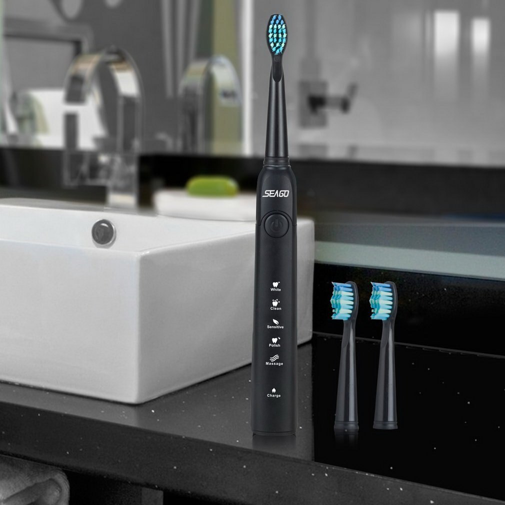 SEAGO Sonic Electric Toothbrush Rechargeable Adult Sonic Toothbrush 4 Mode Travel Toothbrush with 3 Brush Head