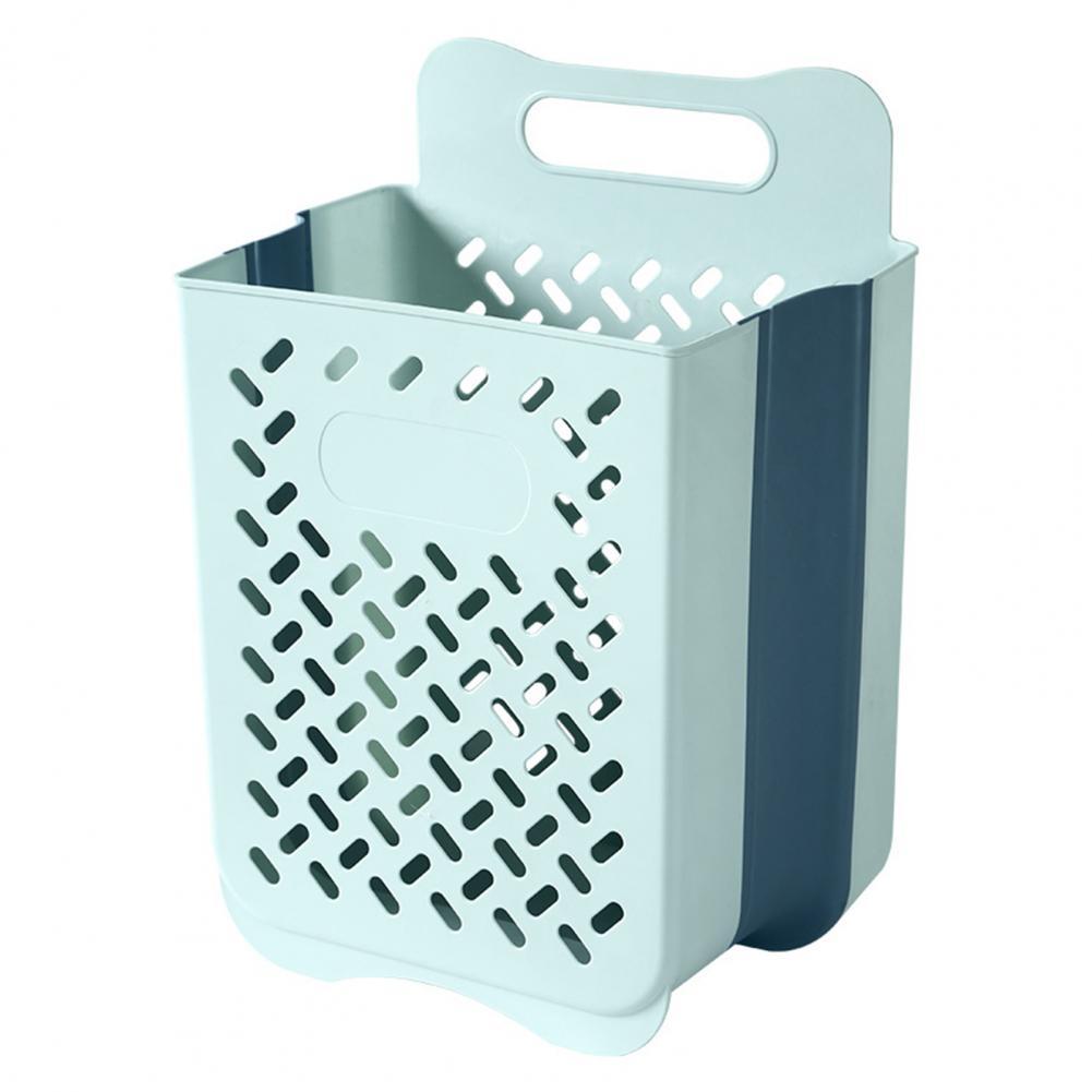 Clothes Bin Wall Hanging Dirty Clothes Oganizer Handle Organizer Basket: Blue