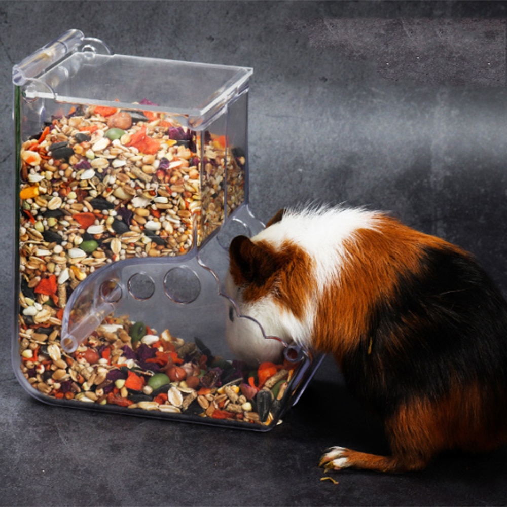 Creatieve Hamster Konijn Eten Dispenser Feeder Plastic Clear Automatische Pet Feeder Voor Hamster Cavia Voedsel Kom Container