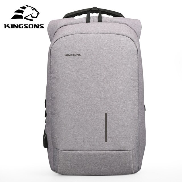 Kingsons Anti-vol hommes sac à dos 13.3/15.6 pouces sac à dos pour ordinateur portable collège étudiant école sacs à dos pour adolescents garçons: Gris clair / 15 pouces