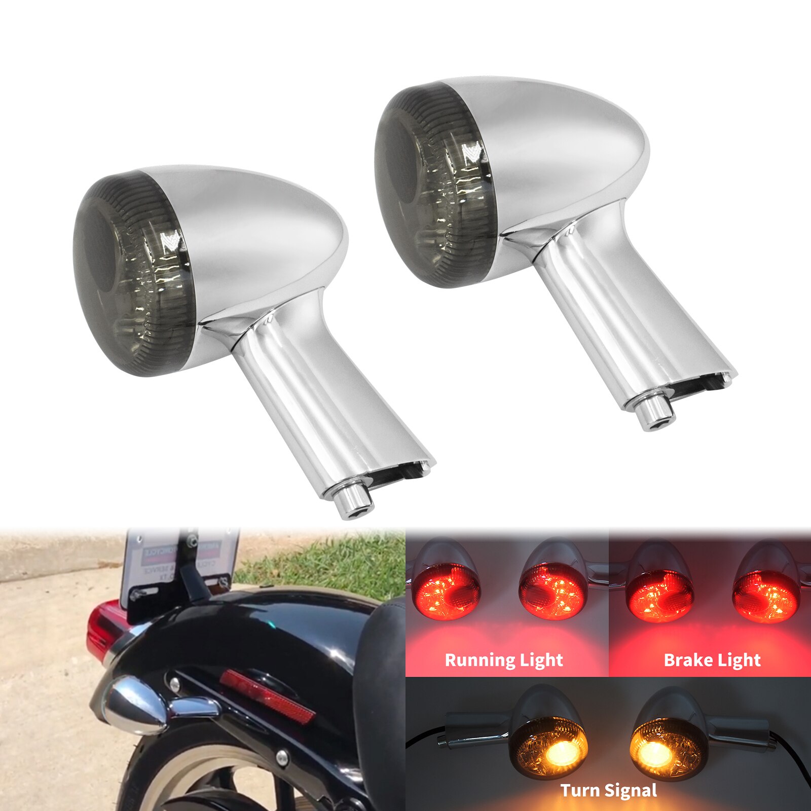 Motocicleta âmbar traseiro led turn signal luzes indicador preto/cromo
Para Harley Sportster 883 Super Baixa 21 XL883L 1200 1992-2020: Turn Signals Light B