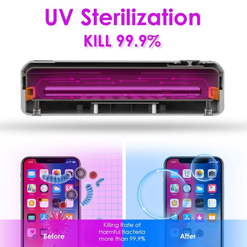 2 in 1 Handy Drahtlose Lade Desinfektion Box LED UV-Box Desinfektion Box für Telefon Zahnbürste