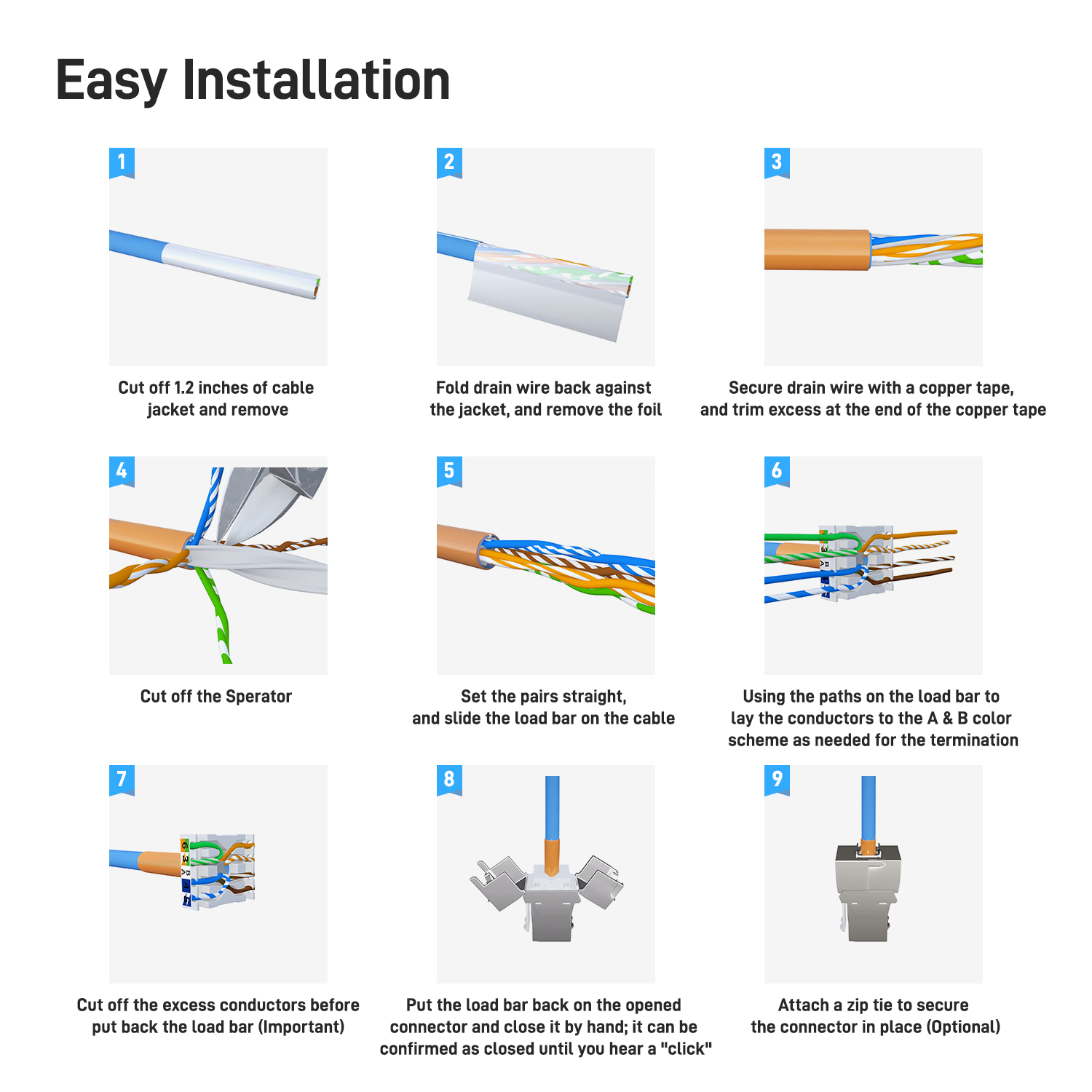 AMPCOM RJ45 CAT7 Jack Keystone schermato STP senza attrezzi, adattatore accoppiatore modulo in lega di zinco Keystone Cat7 CAT8 autobloccante