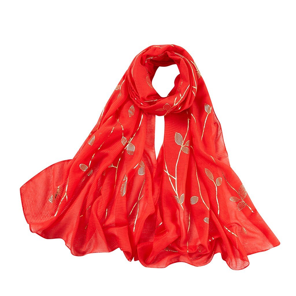 Vrouwen Chiffon Hoofddoek Bloemenprint Hoofd Slijtage Hijab Lange Sjaal Moslim Sjaal Islamitische Hijaabs Arabische Wrap Hoofd Sjaals: Red