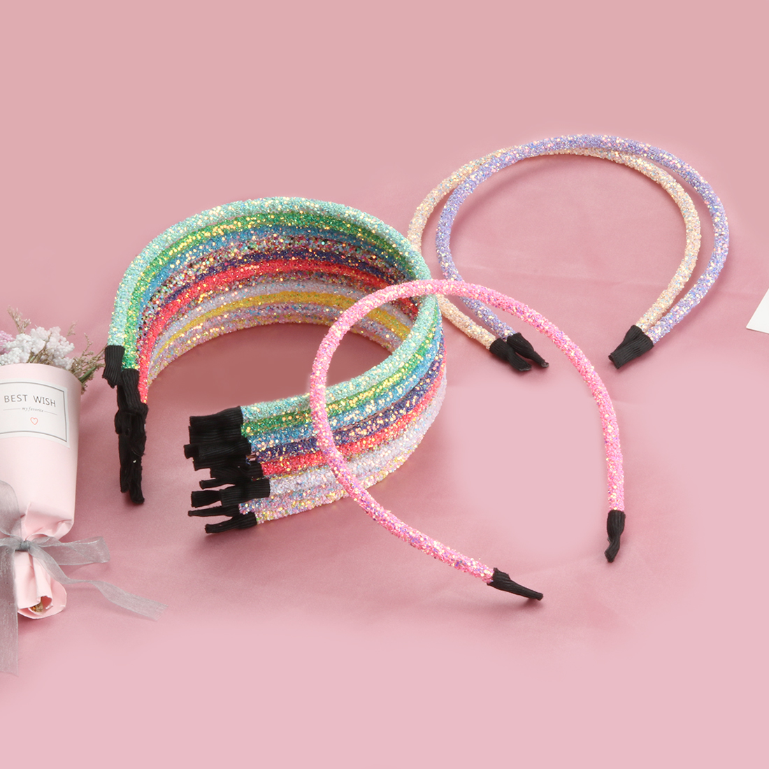 1PC Leuke Meisjes Hoofdbanden Glitter Regenboog Haarbanden Sparkly Haarbanden Kids Kinderen Party Decoratie Haaraccessoires
