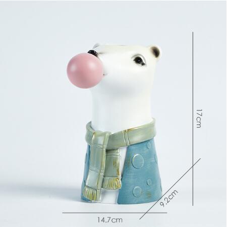 Moderne Dierenkop Hand Schilderen Giraffe/Zebra/Beer/Panda Hars Succulent Vaas Bloempot Planten Plant vazen Mand: Polar bear