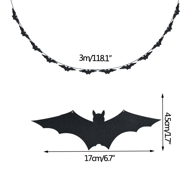 Halloween Paper String Banner Orange Pumpkin Bat Spider Skull Paper Garland Halloween Party Home DIY Hanging Bunting Decorations: A01