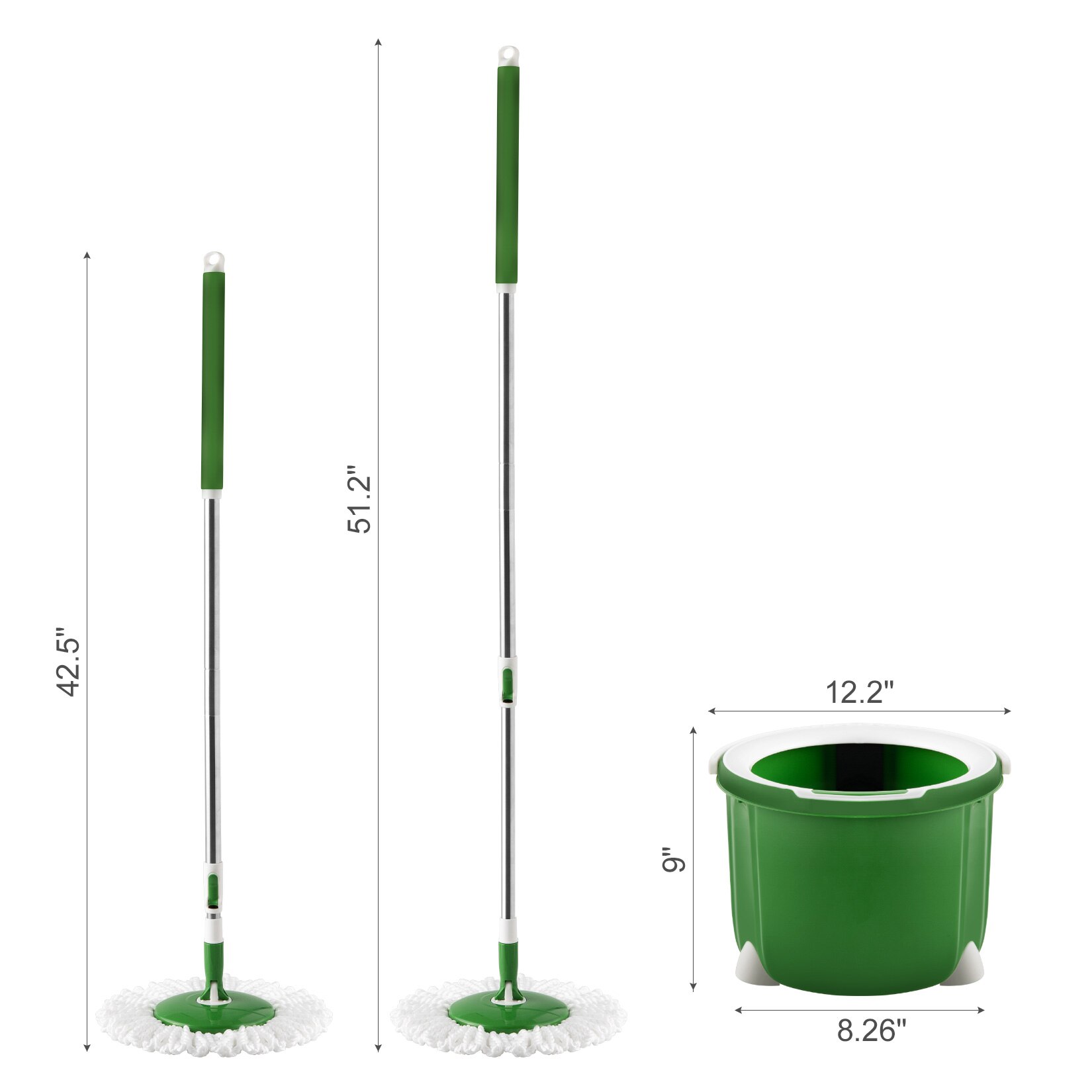 Boomjoy 360 Spin Verstelbare Vloer Mop Met Grote Emmer 2 Stuks Microfiber Pads Verlengde Handvat Voor Hardhout Schoonmaken