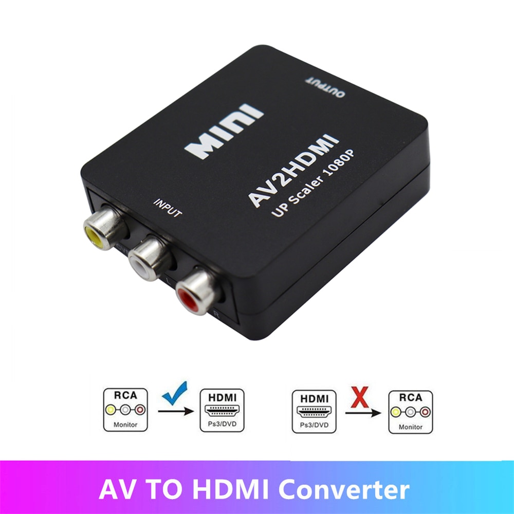 AV2HDMI Rca Av/Cvsb L/R Video Naar Hdmi-Compatibel Av Scaler Adapter Hd Video Converter Box 1080P Ondersteuning Ntsc Pal