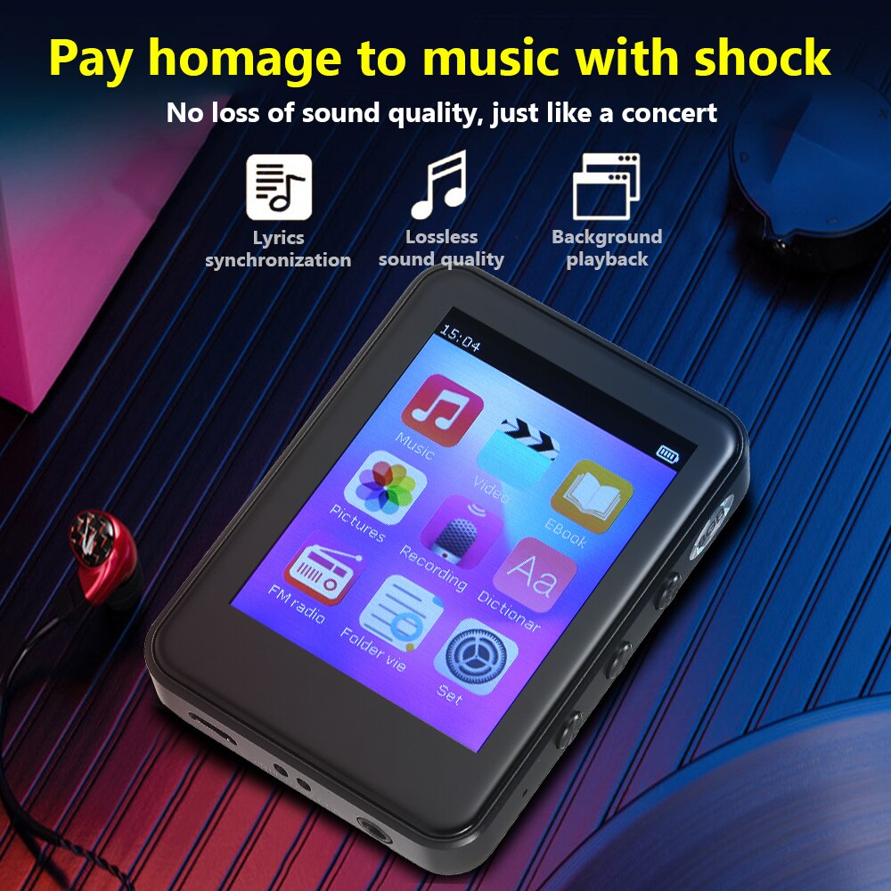 JWD JWM-110 MP3 Player Portable Digital Music Player Touch Screen FM Radio Support Bluetooth Recording E-book Reading MP3 Player
