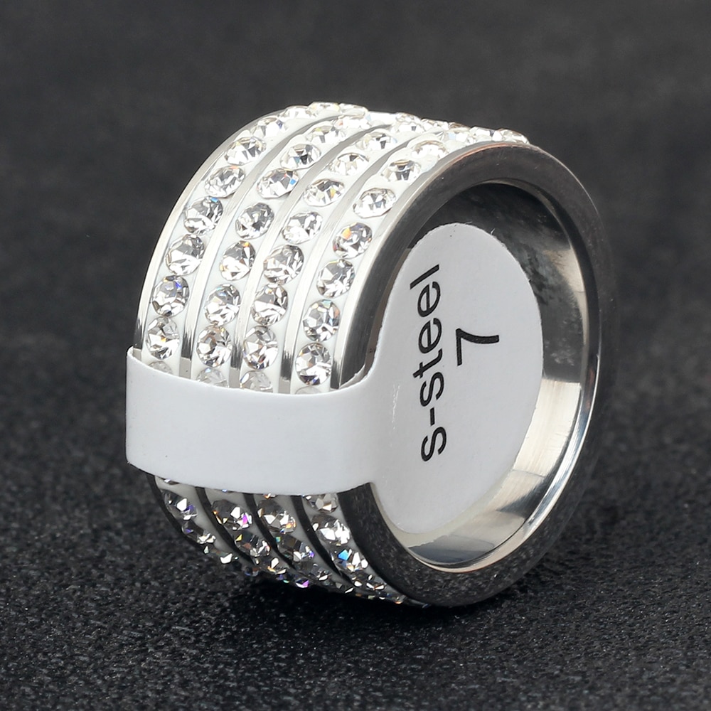 Crystal rings for women men wedding ring stainless steel jewelry