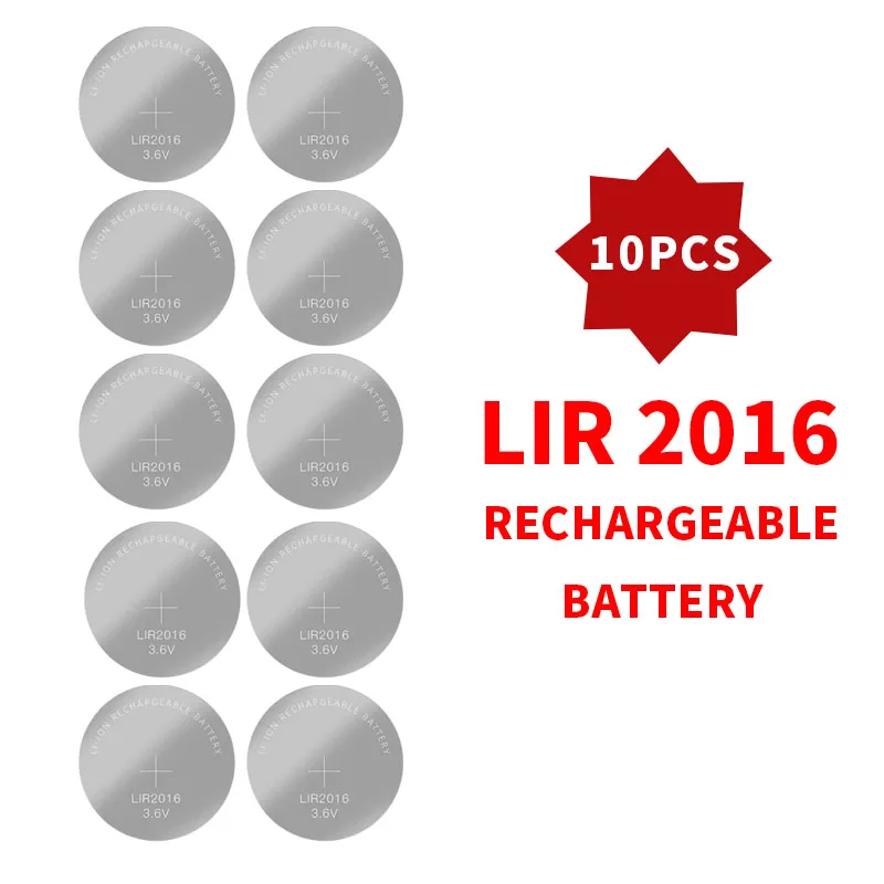 1–10 Stück wiederaufladbare LIR2016-Batterie, 3,6 V, hohe Kapazität, für Uhren, Fernbedienungen, Spielzeug, ersetzt CR2016 LM2016: Blau