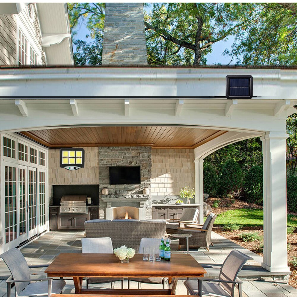 LEDs Solar Panel Power Light PIR Motion Sensor Separable Wall Lamp Outdoor Path Yard Garden Fence Night Light remote 3 modes