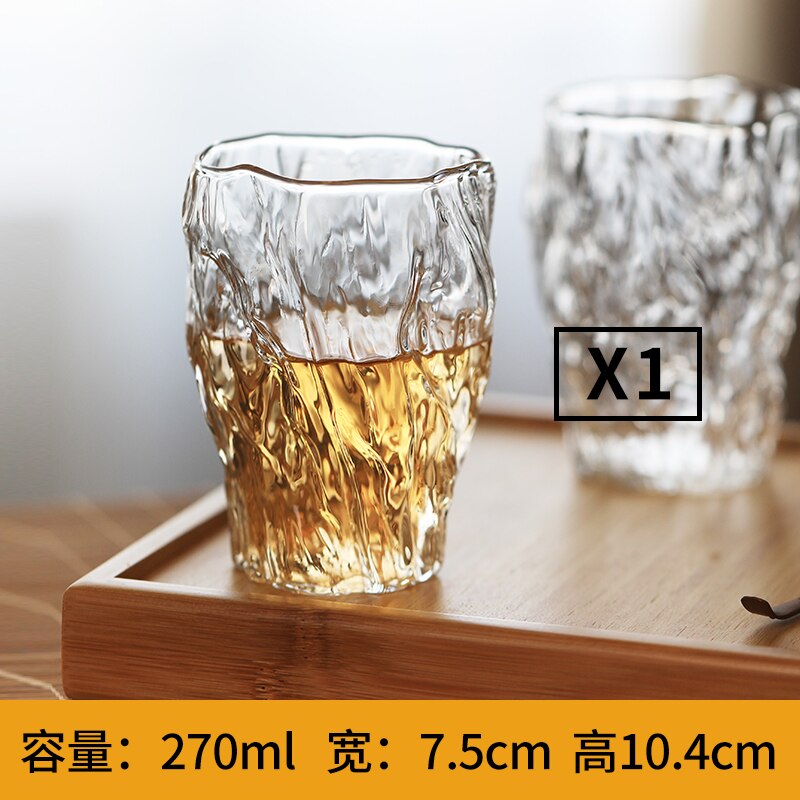 270ml Japanese style glass red wine glass hammered tea cup heat-resistant Japanese tree pattern transparent tea cup water cup: 270ml