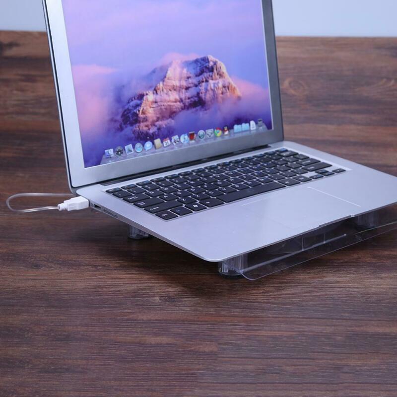 Genomskinlig stor kylfläkt laptop kylare usb led display kylplatta stativ för 15 tum bärbar dator stor kylfläkt