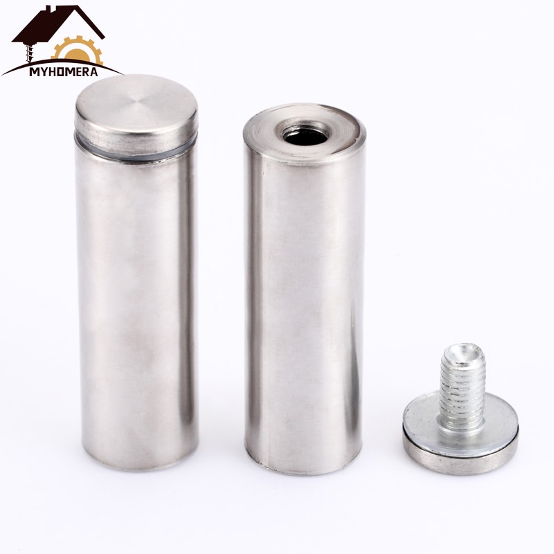 Myhomera 2Pcs 12mm Advertising Nail Glass Fasteners Stainless Steel Acrylic Advertisement Standoffs Pin Billboard Fixing Screws